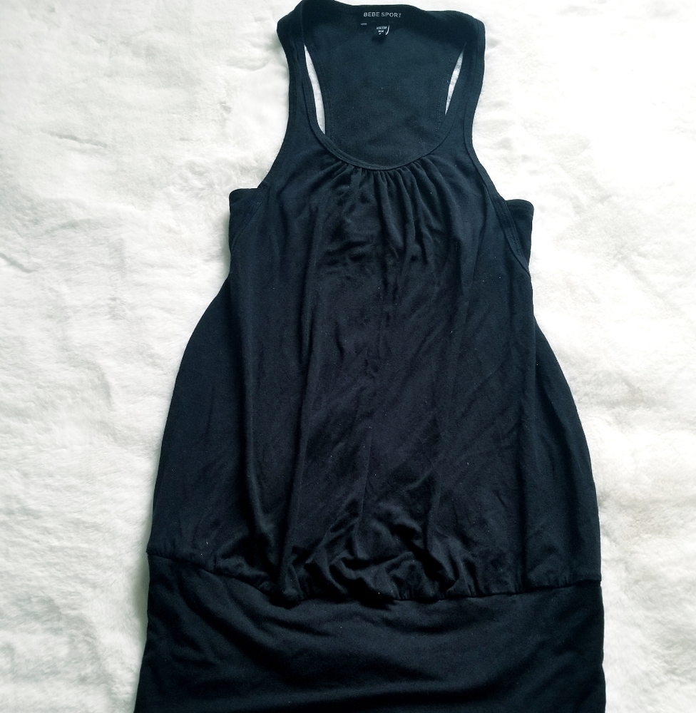 BEBE Sport Black Racerback Cut Out Tank Top